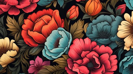 Floral wallpaper illustration. Flowers pattern for postcards, greeting cards, wedding invitations, romantic events, game. 