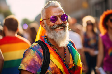 photos of real people celebrating pride day on the street - obrazy, fototapety, plakaty