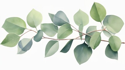 Eucalyptus branch on white background