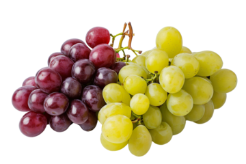 Closeup of a bunch of red and green fresh grapes isolated on a white or transparent background