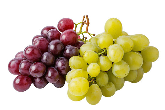 Closeup of a bunch of red and green fresh grapes isolated on a white or transparent background