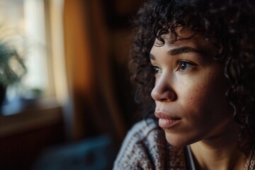 Young Lady Deep in Thought with a Soft Backlight