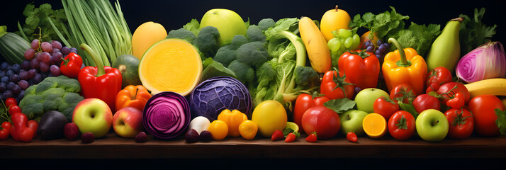 healthy fresh rainbow colored fruits and vegetables