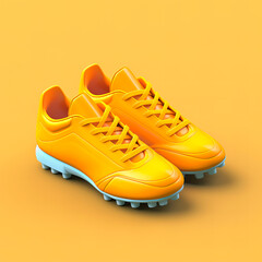 Isolated pair of yellow football shoes (Generative AI)