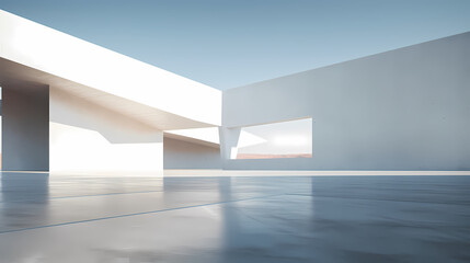 Fototapeta premium 3d render of abstract futuristic architecture with empty concrete floor 