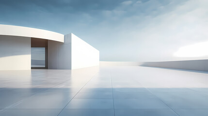 Obraz premium 3d render of abstract futuristic architecture with empty concrete floor 