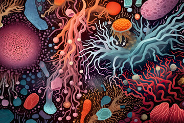 Microscopic Majesty: A Colorful Bacterial Ecosystem