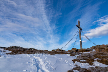 Scenic view from the summit cross of mountain peak Ladinger Spitz, Saualpe, Lavanttal Alps, border...