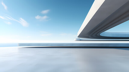 3d render of abstract futuristic architecture with empty concrete floor