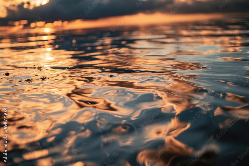 Aufkleber A close up view of a body of water with clouds in the background. This image can be used to depict tranquility and nature