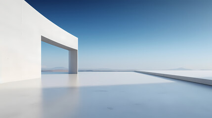 3d render of abstract futuristic architecture with empty concrete floor