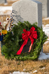 christmas wreath on the grave
