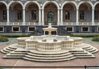 The fountain of the baroque Bendictine Monastery of Catania, Sicily, Italy
