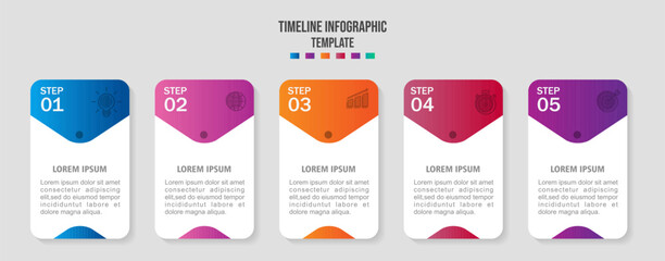Infographic design template, Business concept with 5 steps or options, can be used for workflow layout, diagram, annual report, web design. - obrazy, fototapety, plakaty