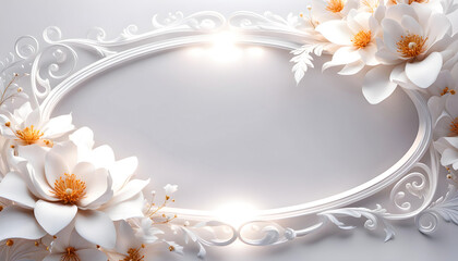 Elegant aristocratic white frame for greetings on Valentine's Day, Mother's Day, wedding card,