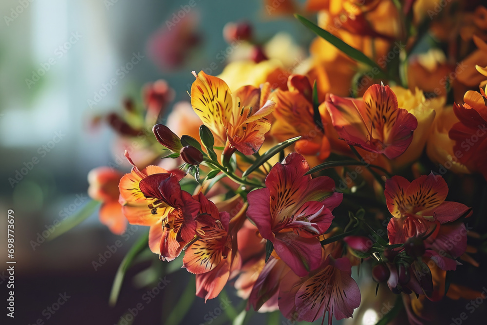 Poster A close-up view of a vase filled with beautiful flowers. Perfect for adding a touch of nature and color to any space
