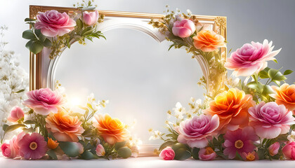 Beautiful floral frame for congratulations on Valentine's Day, Mother's Day, wedding card,