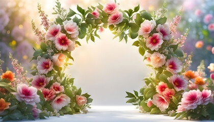 Beautiful floral frame for congratulations on Valentine's Day, Mother's Day, wedding card,