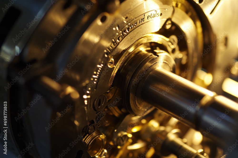 Poster A detailed close-up of the intricate gears on a clock. Perfect for illustrating time, precision, and mechanics.