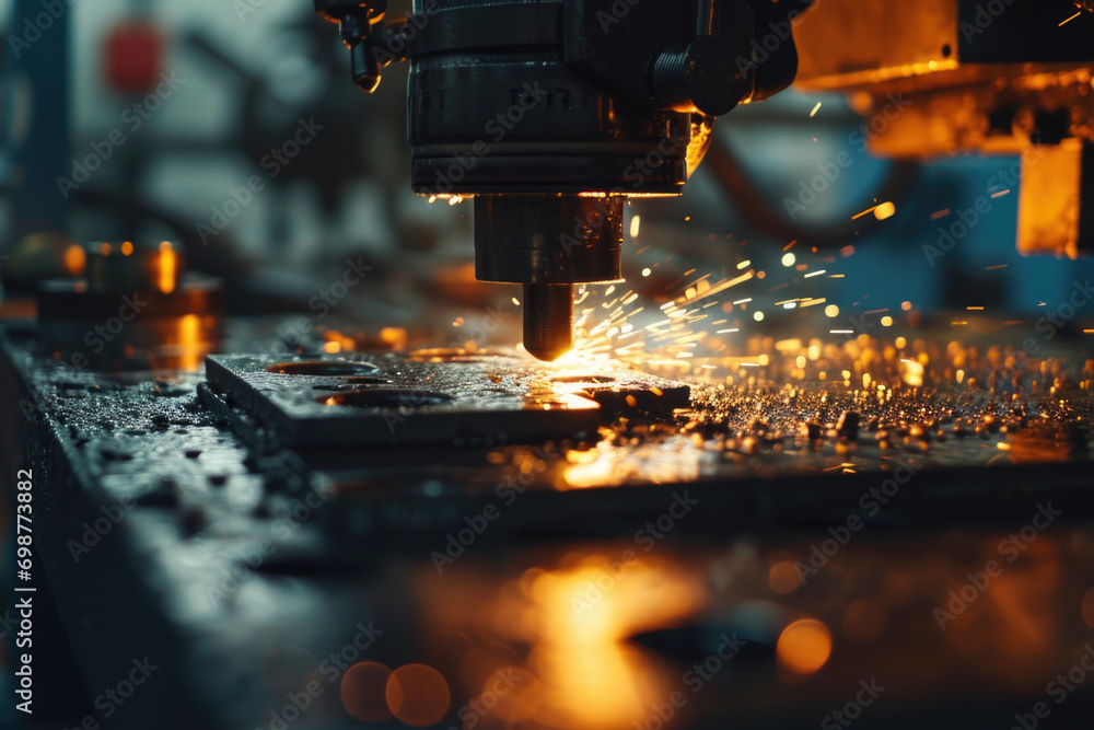 Aufkleber a close-up image of a machine emitting sparks. this picture can be used to illustrate industrial pro
