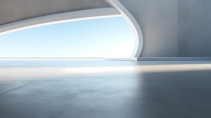 Obraz premium 3d render of abstract futuristic architecture with empty concrete floor