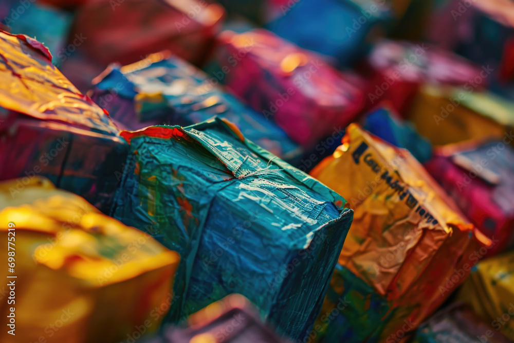 Aufkleber a close-up view of a bunch of wrapped presents. perfect for adding a touch of excitement and anticip