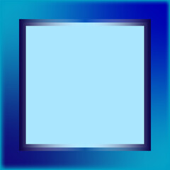 Blue-blue mirror frame on white background