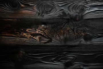 Photo sur Aluminium Texture du bois de chauffage Rough textured surface of burnt wood boards. Background with copy space
