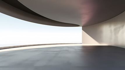 3d render of abstract futuristic architecture with empty concrete floor