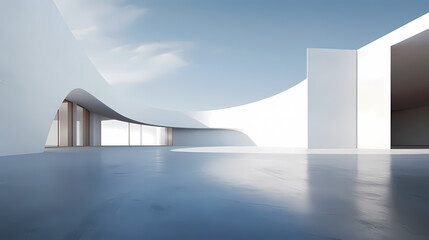 Obraz premium 3d render of abstract futuristic architecture with empty concrete floor