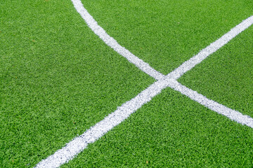 detail of the surface of an artificial grass futsal court