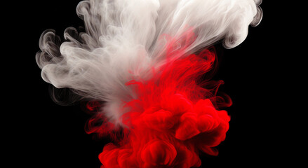 Tło abstrakcja, czerwony i biały dym eksplozja. Generative AI - obrazy, fototapety, plakaty
