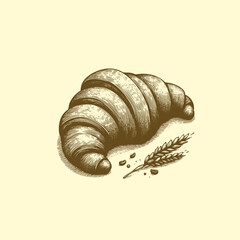 Hand-drawn illustration of a french Croissant