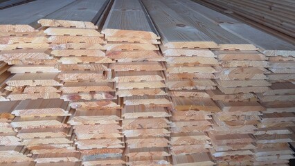 Sawn timber in the store.