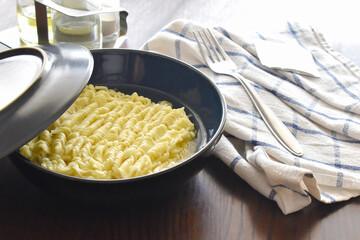 Instant noodles soup in a bowl. 