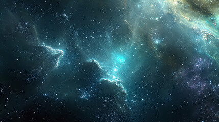 Fototapeta na wymiar Cosmic Bokeh Background with Deep Space and Nebulae 