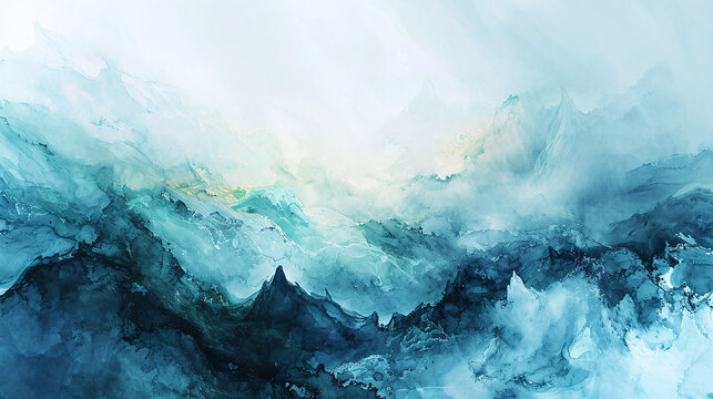 Dreamy Watercolor Wallpaper with an Abstract Landscape in Cool Tones © Nelson