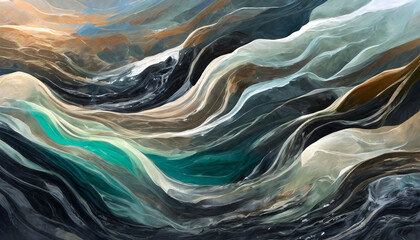 Currents of translucent hues, snaking metallic swirls, and foamy sprays of color shape the landscape of these free-flowing textures