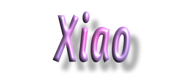 Xiao - pink color - female name - lettering - embossed tubular font, transparent background, holiday party design, vector project