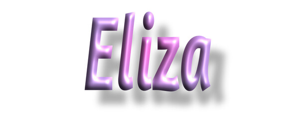 Eliza - pink color - female name - lettering - embossed tubular font, transparent background, holiday party design, vector project