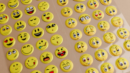 Big set of yellow emojis. iOS emoji, emoticons. WhatsApp emoji. Funny emoticons faces with facial...