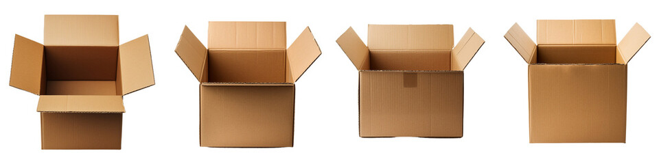 Opened cardboard box Hyperrealistic Highly Detailed Isolated On Transparent Background Png File