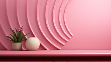 pink wall in room interior. Generative AI	
