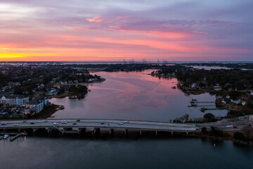 Aerial View of the Lafayette River in Norfolk Virginia Looking Towards the Norfolk International...