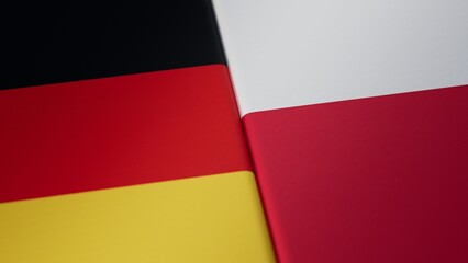 National flag of Germany and national flag of Poland close together