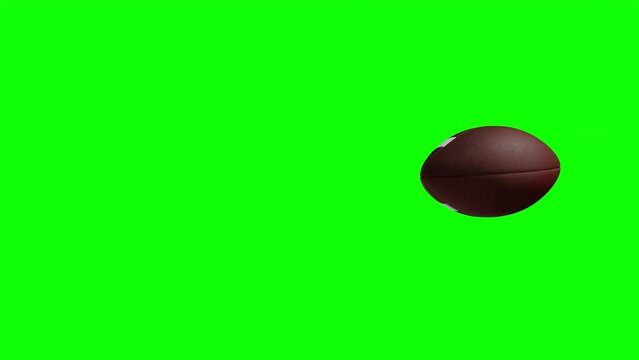 American football Spiral Pass in Motion on Green Screen