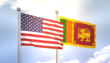 Sri Lanka and USA Flag Together A Concept of Realations
