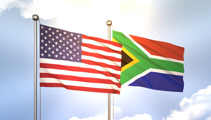 South Africa and USA Flag Together A Concept of Realations
