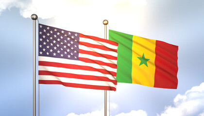 Senegal and USA Flag Together A Concept of Realations