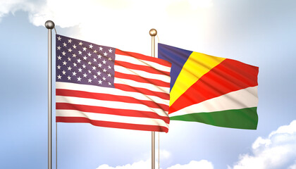 Seychelles and USA Flag Together A Concept of Realations